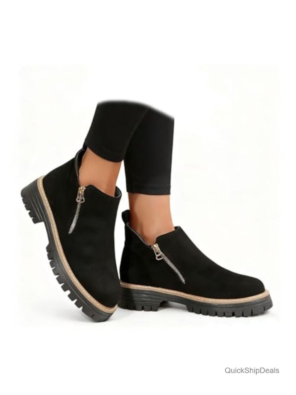 Vintage Women's Faux Leather Ankle Boots Pointed Toe Low Heel Side Zipper Retro